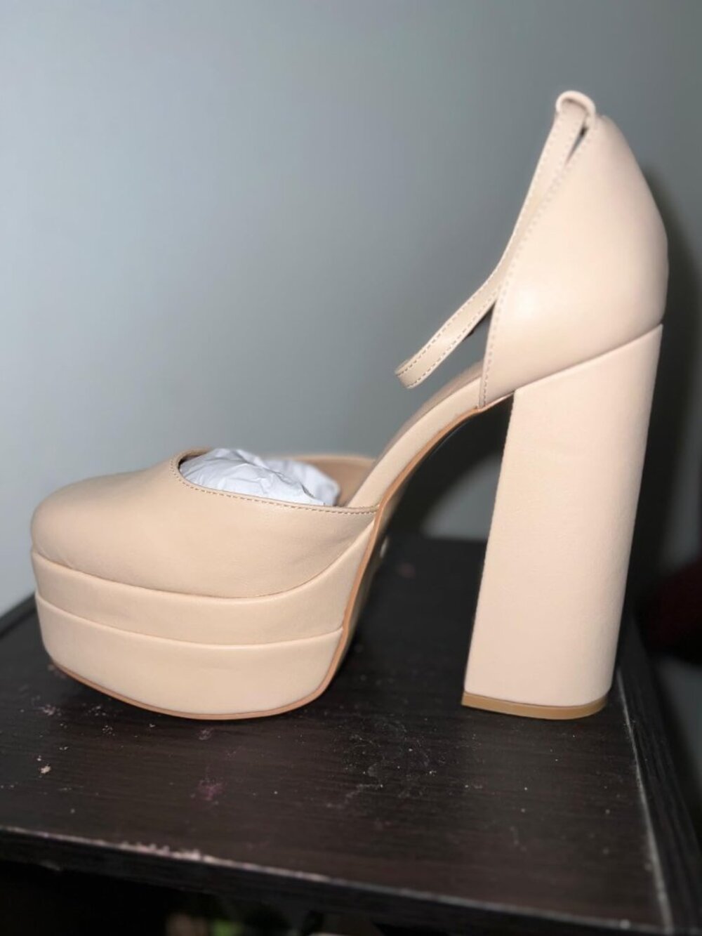 DREAM PAIRS Women's Nude Closed Toe Heel Ankle Strap High Pump Platform Shoes
